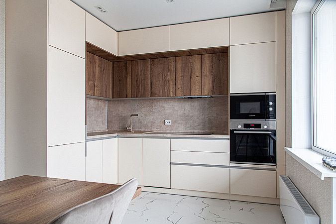 Угловая кухня модерн с фасадами Egger фото 1