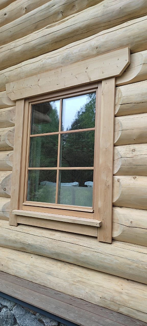 Остекление дома из бревна деревянными окнами фото 4