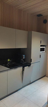 Модульная прямая кухня, светло-серый гарнитур «Тренто» фото 4