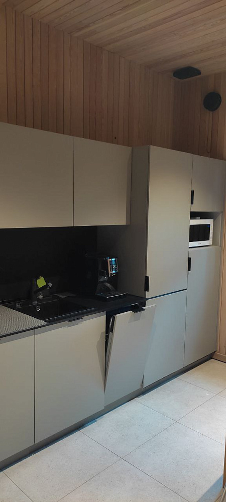 Модульная прямая кухня, светло-серый гарнитур «Тренто» фото 4