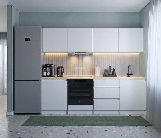 Установили прямую кухню с фасадами из белого ЛДСП фото 4