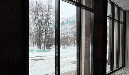 Остекление входной группы школы фото