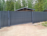 Графитовые ворота с калиткой и автоматическим управлением для загородного дома