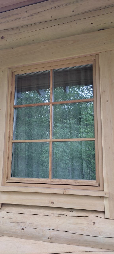 Остекление дома из бревна деревянными окнами фото 10