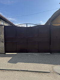 Металлические ворота с элементами ковки для частного дома фото 2