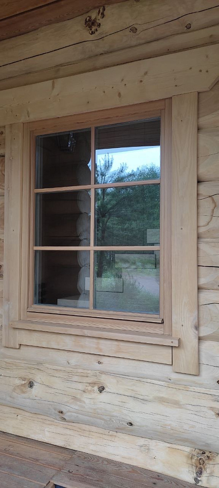 Остекление дома из бревна деревянными окнами фото 9
