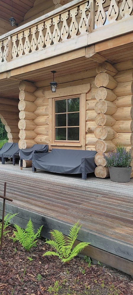 Остекление дома из бревна деревянными окнами фото 7