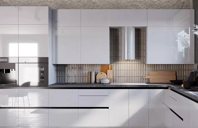 Установили модульную кухню с фасадами МДФ + пластик ACRYLIT фото 3