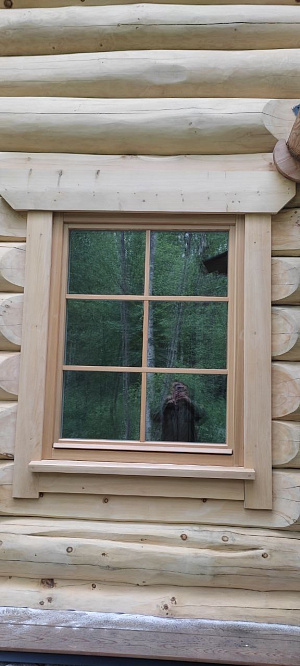 Остекление дома из бревна деревянными окнами фото 8