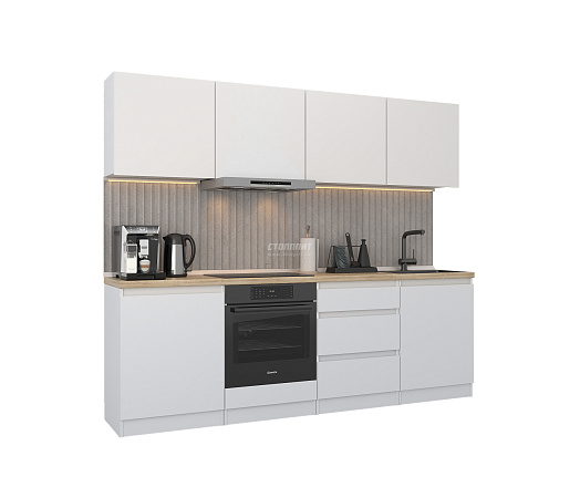 Установили прямую кухню с фасадами из белого ЛДСП фото 2