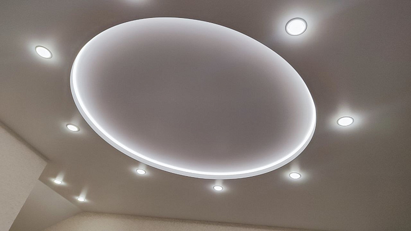 Двухуровневый потолок с подсветкой фото 2