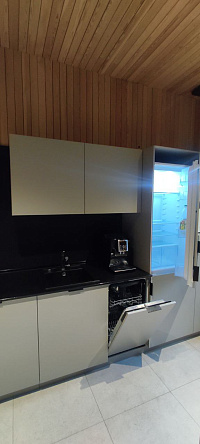 Модульная прямая кухня, светло-серый гарнитур «Тренто» фото 5