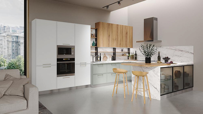 Реализовали угловую кухню с фасадами МДФ покрытыми эмалью фото 1