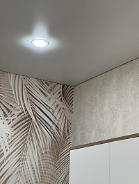 Одноуровневый матовый потолок в гостиной  фото 6