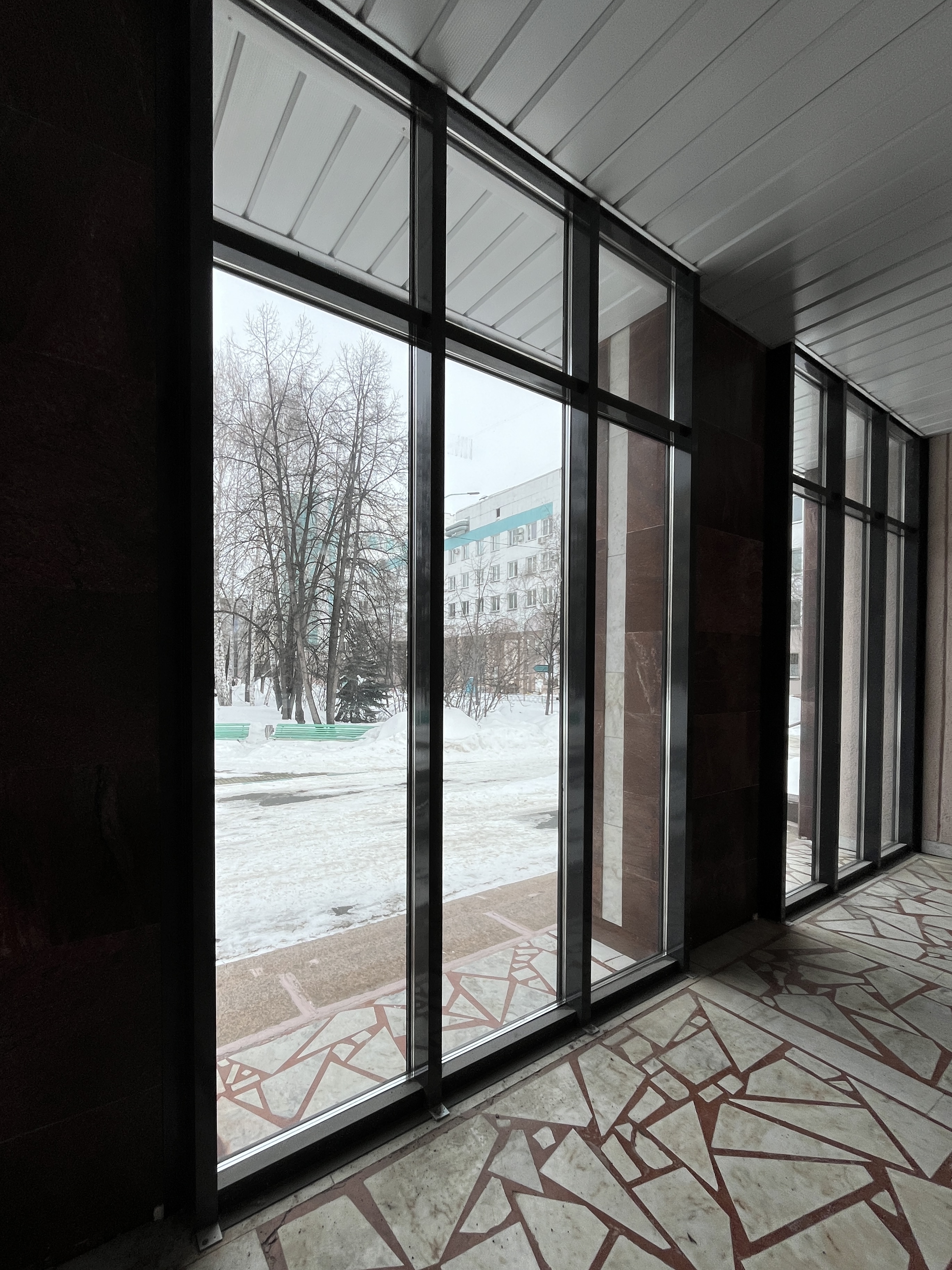 Остекление входной группы школы фото