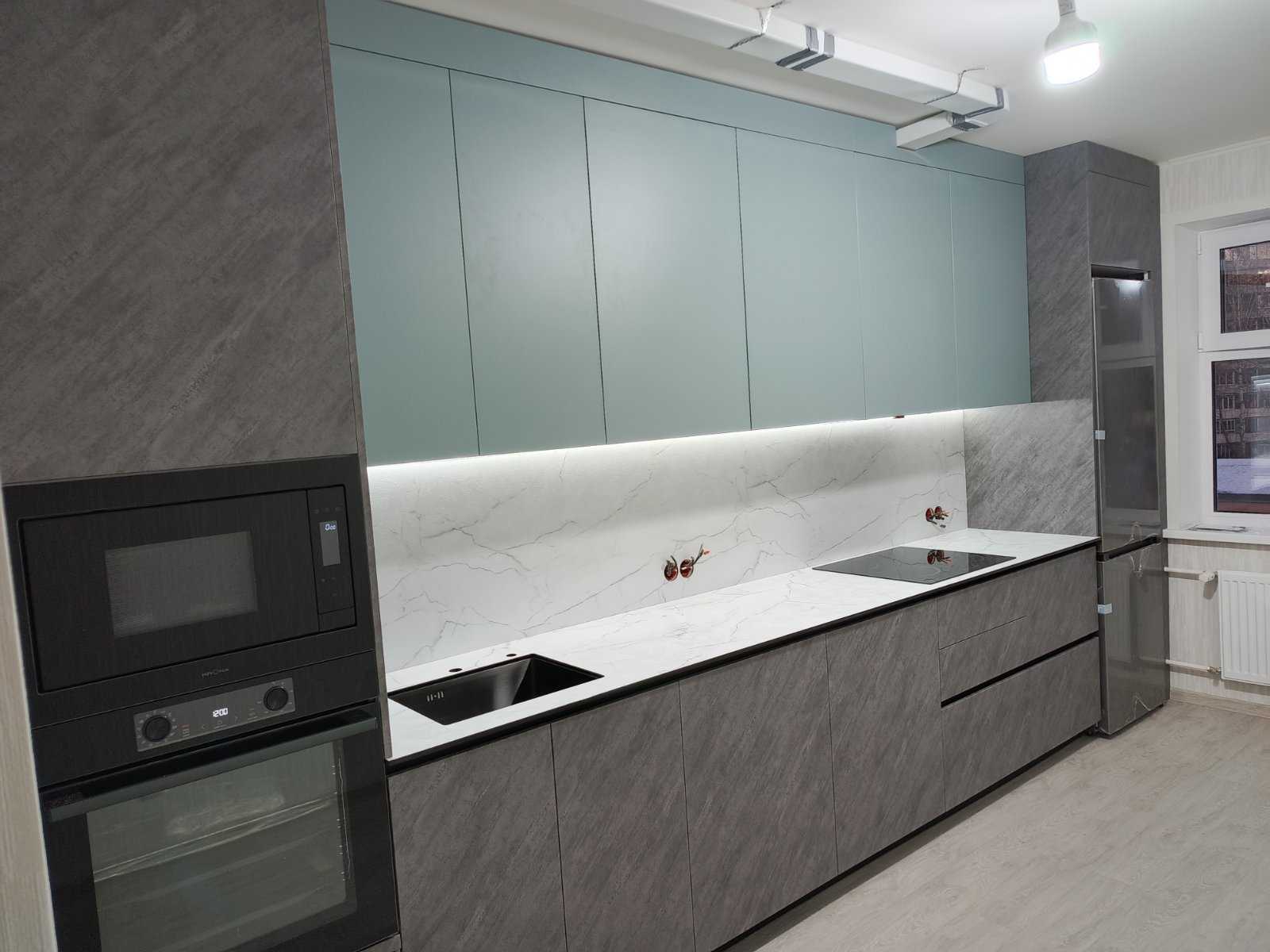 Завершили монтаж стильной кухни по проекту «Дарина», размеры 4620(ш) х 2500(в) х 600(г) фото